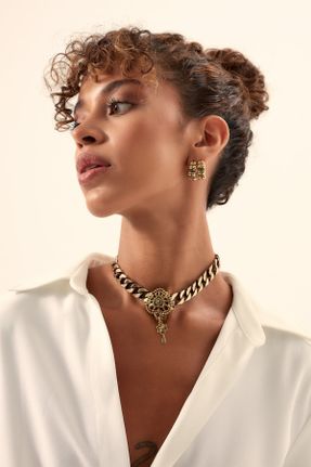 گردنبند جواهر طلائی زنانه برنز کد 288482806