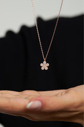 گردنبند نقره صورتی زنانه 925 عیار Roza Silver - کد 803593515