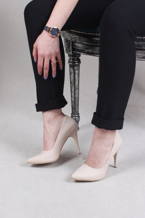 کفش مجلسی بژ زنانه چرم مصنوعی پاشنه بلند ( +10 cm) پاشنه نازک کد 105616078