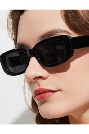 عینک آفتابی مشکی زنانه 52 UV400 پلاستیک مات مستطیل کد 106236461