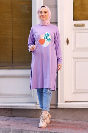 تونیک حجاب بنفش زنانه پنبه ای Moylin - کد 96481339