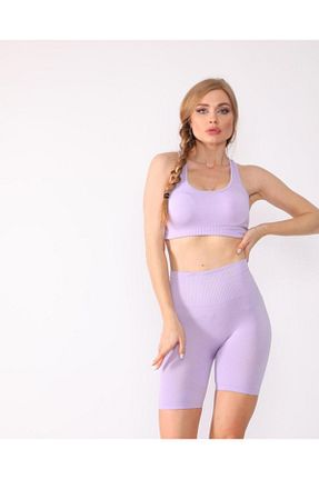 ست بالاتنه و پائین تنه بنفش زنانه بافت MAGZA - کد 106783683