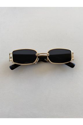 عینک آفتابی مشکی زنانه 59+ UV400 فلزی مستطیل کد 107109210