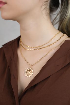 گردنبند جواهر زنانه روکش طلا کد 803052998