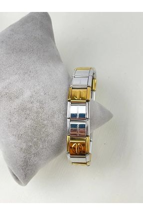 دستبند استیل طلائی زنانه فولاد ( استیل ) کد 800476364