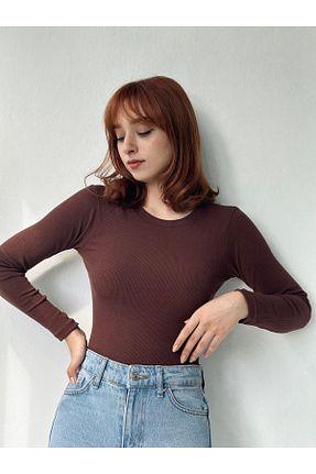 بلوز قهوه ای زنانه ساده Bengi Clothing - کد 803186350