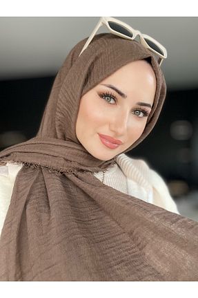 شال قهوه ای زنانه پنبه (نخی) کد 803337177