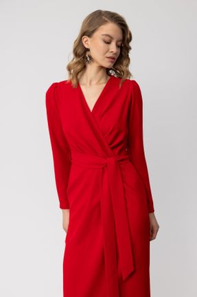 لباس قرمز زنانه بافتنی پلی استر رگولار آستین سه ربع کد 803348410