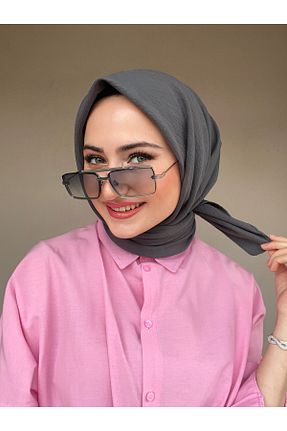 روسری طوسی پنبه ای Elinna Design - کد 803334422