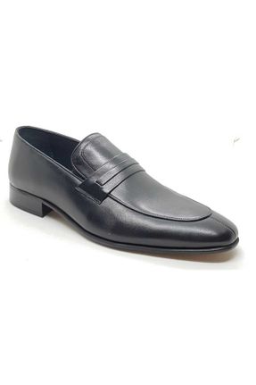 کفش کلاسیک مشکی مردانه چرم طبیعی پاشنه کوتاه ( 4 - 1 cm ) پاشنه ساده کد 803542423