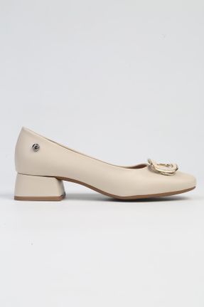 کفش پاشنه بلند کلاسیک بژ زنانه پاشنه ضخیم پاشنه کوتاه ( 4 - 1 cm ) کد 803578203