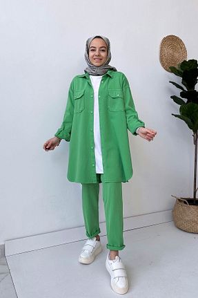 ست بالاتنه و پائین تنه حجاب سبز زنانه رگولار Ka Hijab - کد 283170363