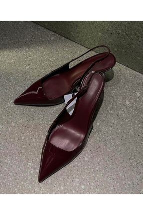کفش پاشنه بلند کلاسیک زرشکی زنانه چرم لاکی پاشنه متوسط ( 5 - 9 cm ) پاشنه نازک کد 792627138