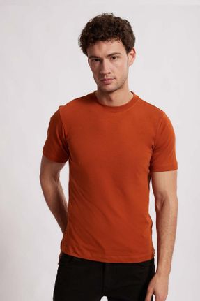 تی شرت نارنجی مردانه ریلکس یقه گرد کد 795614939