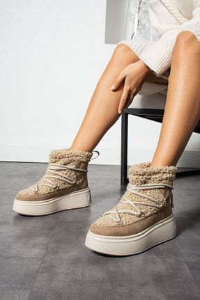 بوت برفی بژ زنانه پارچه ای Yula Fashion Shoes - کد 782971808