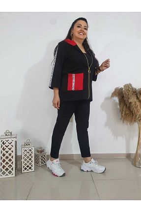 ست گرمکن سایز بزرگ مشکی زنانه پنبه پلی استر Melis Designer - کد 803653254