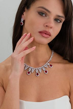 ست جواهر قرمز زنانه رودیوم VİYA - کد 680859070