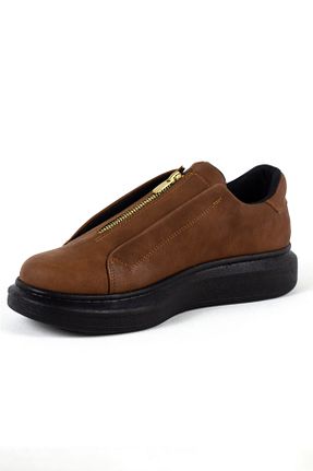 کفش اسنیکر قهوه ای مردانه چرم مصنوعی Mida Shoes - کد 288625810
