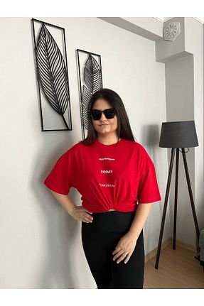 تیشرت قرمز زنانه اورسایز woonkey - کد 803834167
