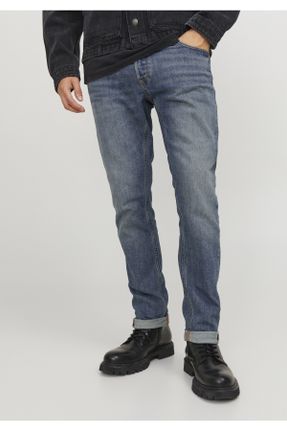 شلوار جین آبی مردانه پاچه تنگ فاق افتاده اسلیم استاندارد کد 803894661