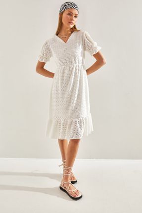 لباس سفید زنانه بافتنی پلی استر رگولار کد 803919110