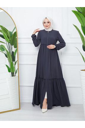 کلاه و ابایا طوسی زنانه پنبه پلی استر ELBİSHE - کد 804094554