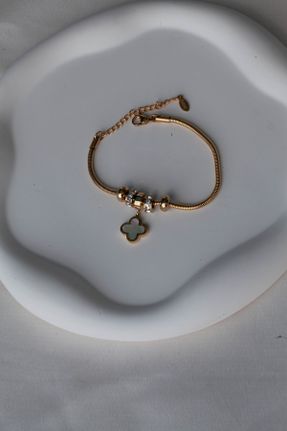 دستبند استیل طلائی زنانه فولاد ( استیل ) کد 767753274