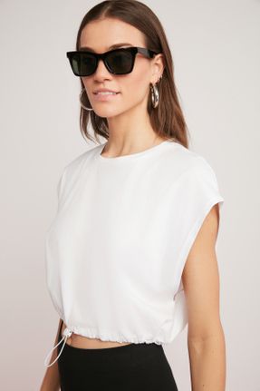 تی شرت سفید زنانه ریلکس یقه گرد جوان کد 748529385
