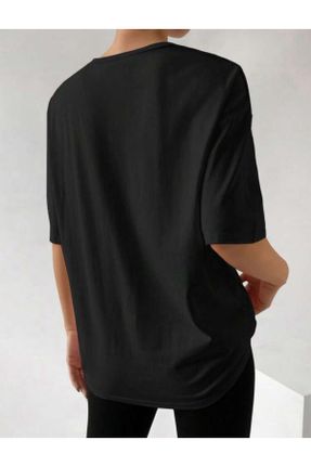 تی شرت مشکی زنانه اورسایز یقه گرد پنبه - پلی استر کد 795608037