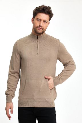 پلیور قهوه ای مردانه ساده ENQUE - کد 803918166