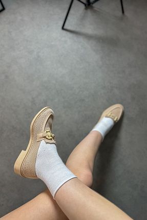 کفش لوفر بژ زنانه چرم مصنوعی SHOEBELLAS - کد 804019295