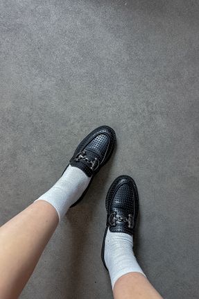 کفش لوفر مشکی زنانه چرم مصنوعی SHOEBELLAS - کد 804010527