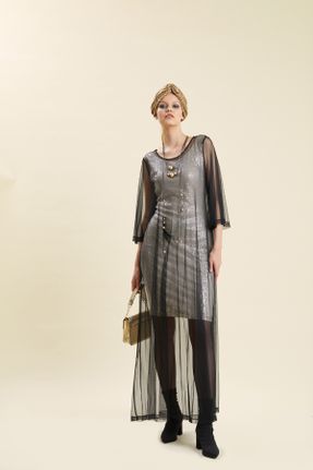لباس مجلسی مشکی زنانه پلی استر آستین استاندارد رگولار یقه گرد آستر دار کد 804352726