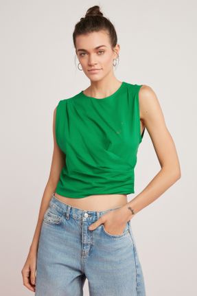 تی شرت سبز زنانه اورسایز یقه گرد تکی جوان کد 749504153