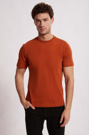 تی شرت نارنجی مردانه ریلکس یقه گرد کد 795614939