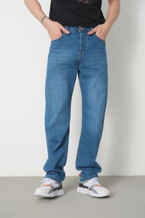 شلوار جین آبی مردانه پاچه گشاد جین ساده جوان بلند کد 792035402