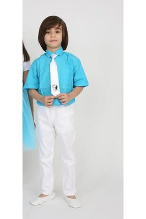 ست بالاتنه و پائین تنه آبی بچه گانه بافتنی YCN GİYİM - کد 803911546