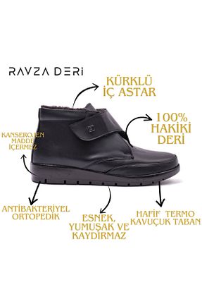 بوت / نیم بوت مشکی زنانه چرم خالص RAVZADERİ - کد 785083123