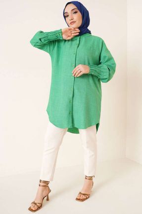 پیراهن سبز زنانه رگولار آستین-بلند پلی استر کد 713178821