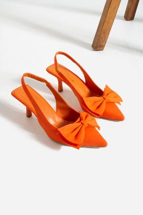 کفش پاشنه بلند کلاسیک نارنجی زنانه پاشنه نازک پاشنه متوسط ( 5 - 9 cm ) جیر کد 804007178