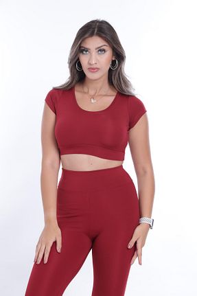 ست بالاتنه و پائین تنه زرشکی زنانه بافت Wotto - کد 762685380