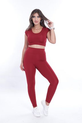 ست بالاتنه و پائین تنه زرشکی زنانه بافت Wotto - کد 762685380