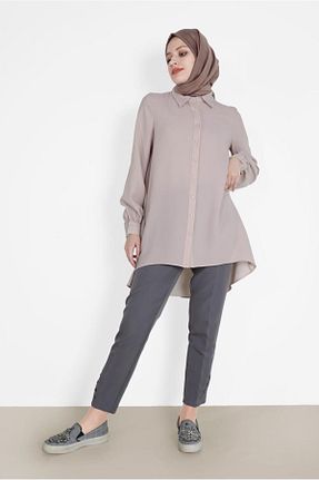 شلوار پارچه ای طوسی زنانه بلند Alvina - کد 804330727