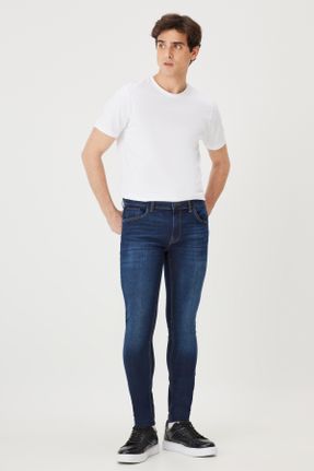 شلوار جین آبی مردانه پاچه تنگ جین اسلیم بلند کد 411684461
