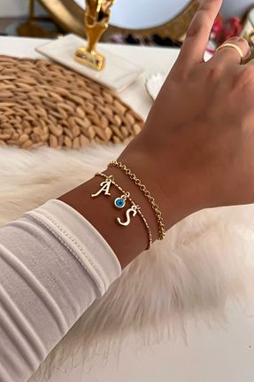 دستبند جواهر طلائی زنانه برنجی Trendy Butik - کد 320321928