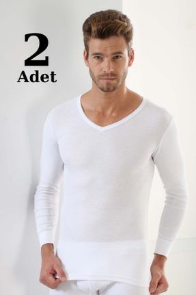 تی شرت سفید مردانه یقه هفت پنبه (نخی) رگولار 2