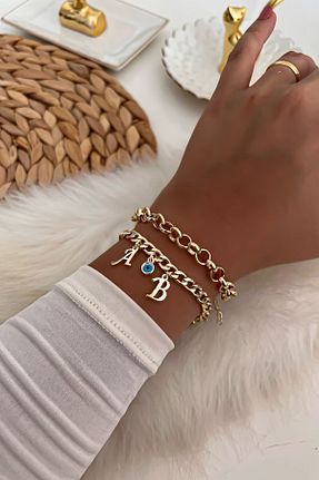 دستبند جواهر طلائی زنانه برنجی Trendy Butik - کد 320321843