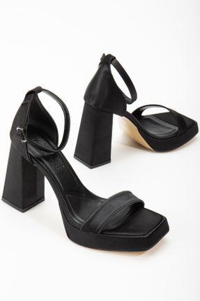 کفش پاشنه بلند کلاسیک مشکی زنانه پاشنه بلند ( +10 cm) ساتن پاشنه ضخیم کد 804610053