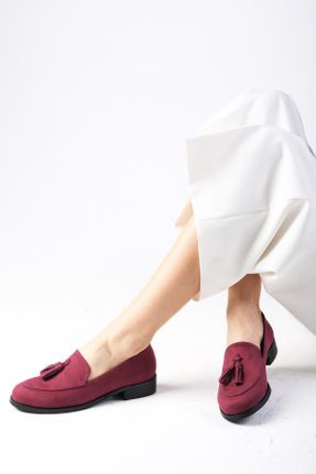 کفش آکسفورد زرشکی زنانه چرم مصنوعی پاشنه کوتاه ( 4 - 1 cm ) کد 35495144