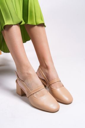 کفش پاشنه بلند کلاسیک بژ زنانه پاشنه متوسط ( 5 - 9 cm ) پاشنه ضخیم کد 805035275